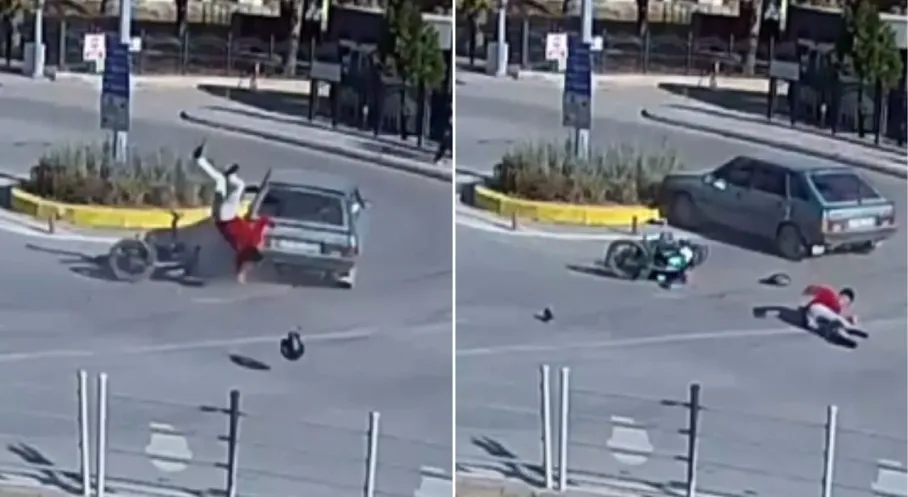 Amasya'da Motosiklet Kazası! Sürücü Havada Takla Attı! İşte Detaylar