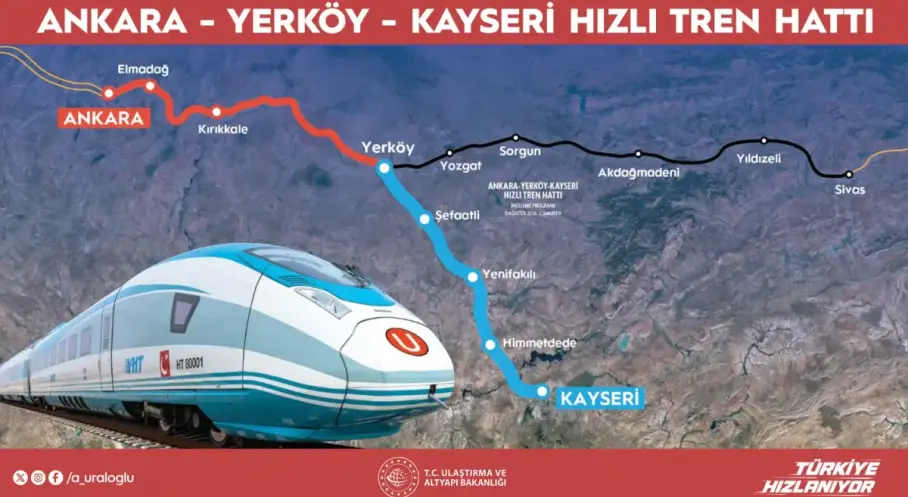 Ankara-Kayseri arası YHT ile 1 saat 45 dakika olacak