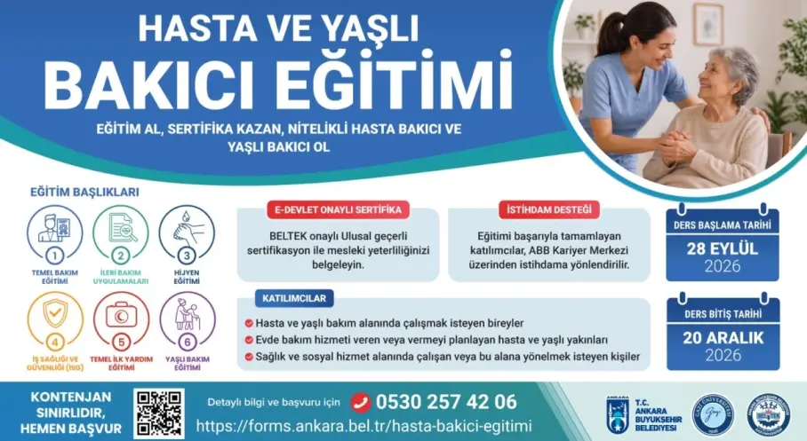 Ankara’da Hasta ve Yaşlı Bakıcı Eğitimi İçin Başvurular Başladı