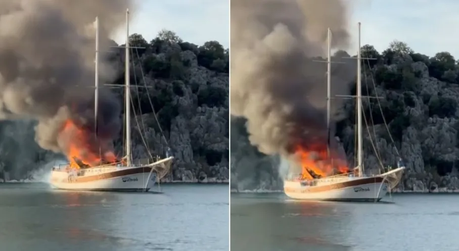 Antalya Kekova'da Lüks Yatta Korkunç Yangın! İşte Detaylar