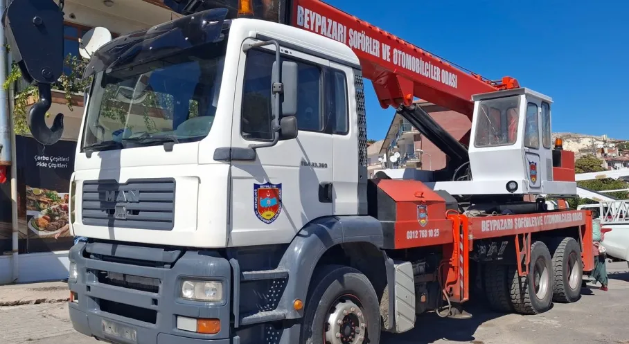Beypazarı Şoförler Odası Üyelerine Vinç Hizmeti Başlattı! (Son Dakika)