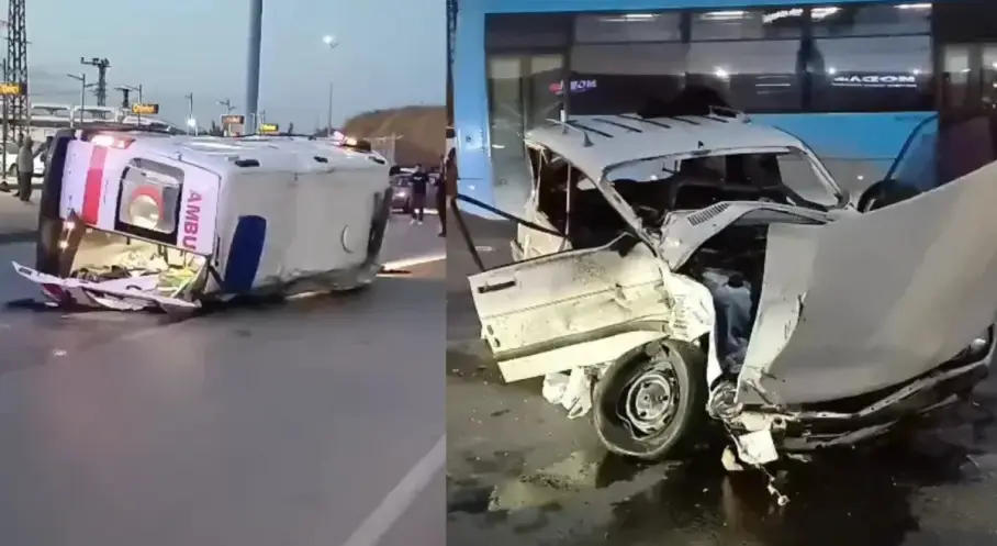 Çorum'da ambulans ile otomobil çarpıştı: 5 yaralı