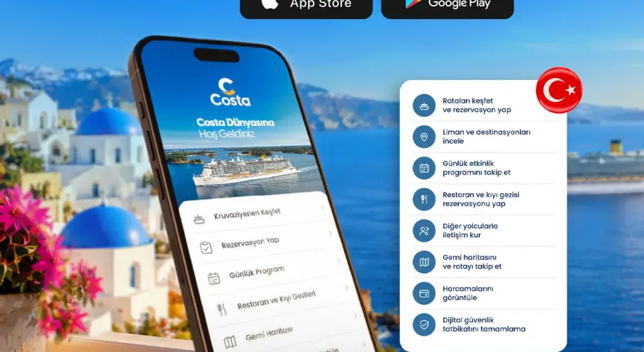 Costa Cruises, Costa Uygulamasını Türkiye için Kullanıma Açtı
