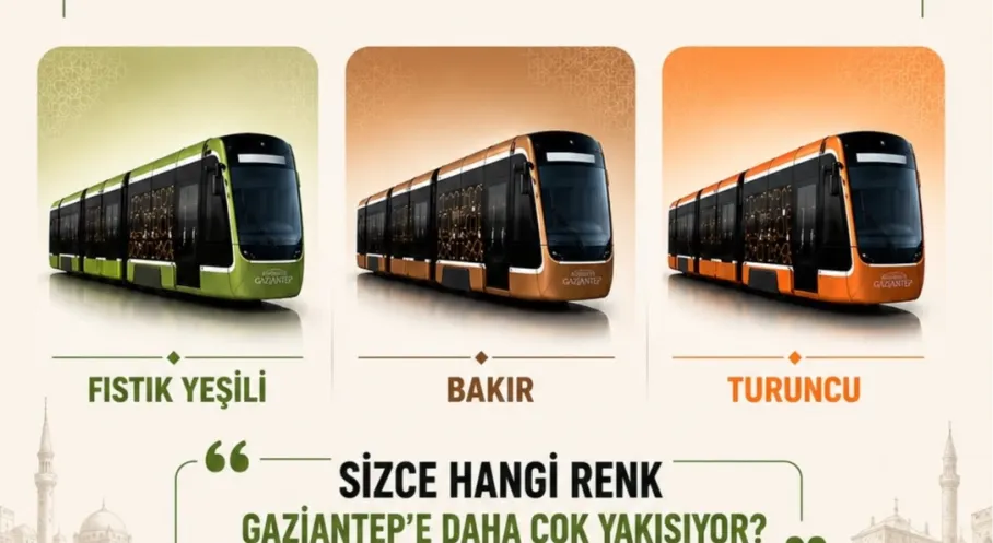 Gaziantep’te Yeni Tramvayların Rengini Gazi Şehirliler Seçecek