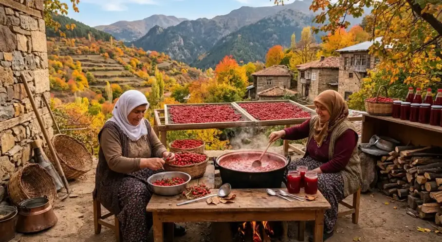 Gümüşhane'de kuşburnu hasadı başladı: Kışlık hazırlıklar sürüyor