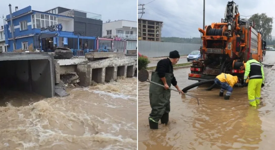 İzmir'de Şiddetli Yağmur Kabusu! Yollar Göçtü, Evler Sular Altında Kaldı!