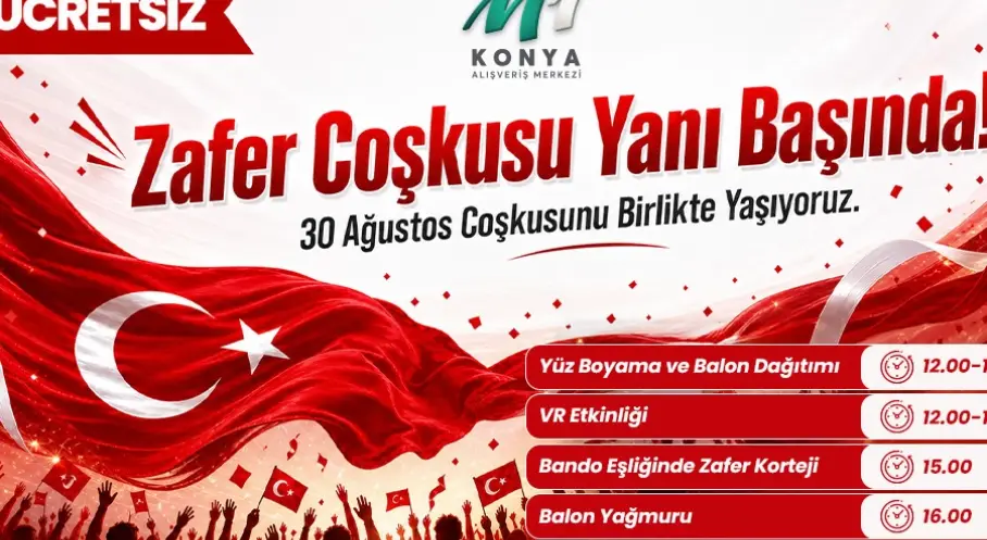 M1 Konya AVM’de 30 Ağustos Coşkusu Zafer Yürüyüşüyle Zirveye Taşınacak