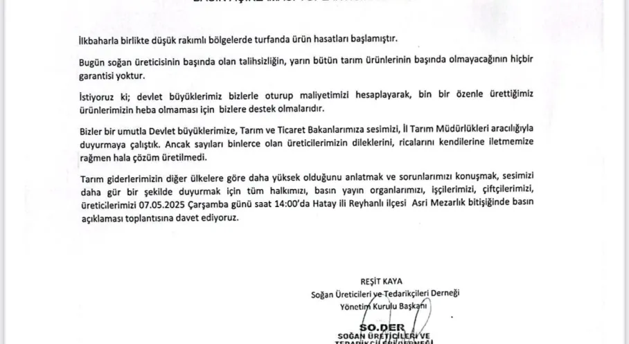 Soğan Üreticileri Alarm Veriyor! Hatay'da Acil Destek Çağrısı