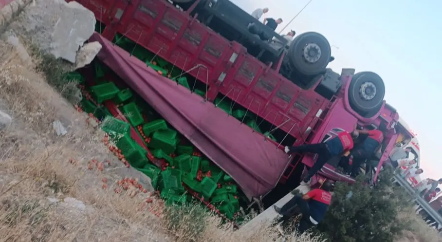 Son Dakika: Burdur'da Domates Kamyonu Dereye Uçtu! Sürücü Yaralı