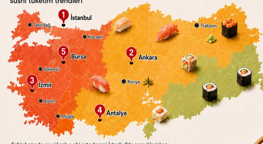 Türkiye'nin Sushi Haritası Yayınlandı: En Çok Sushi Hangi Şehirde Yeniyor? Z Kuşağı Lider!