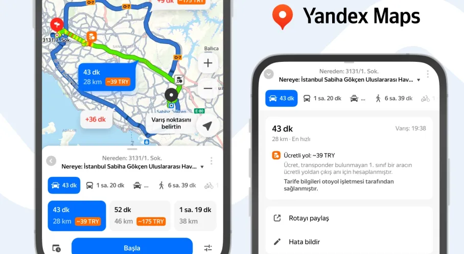 Yandex Haritalar'dan Devrim! Artık Güzergah Ücretleri Cebinizde!