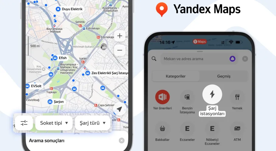 Yandex Haritalar'dan Elektrikli Araç Sahiplerine Müjde! En Yakın Şarj İstasyonu Artık Cebinizde!
